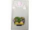 Part No: 57895pb120  Name: Glass for Window 1 x 4 x 6 with Flowerpot, Lime Leaves, Bright Pink and Yellow Flowers and White Scrollwork Pattern (Sticker) - Set 41426