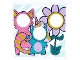 Part No: 59349pb314  Name: Panel 1 x 6 x 5 with Photo Stand In Board with Dark Pink Cat, Medium Azure Unicorn and Lavender Flower with Face Holes Pattern (Sticker) - Set 41450