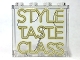 Part No: 60581pb193  Name: Panel 1 x 4 x 3 with Side Supports - Hollow Studs with 'STYLE TASTE CLASS' Neon Sign Pattern