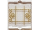 Part No: 60601pb046  Name: Glass for Window 1 x 2 x 2 Flat Front with Gold Lattice, Flowers and Filigree Pattern