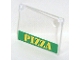 Part No: 60603pb001  Name: Glass for Window 1 x 4 x 3 - Opening with Yellow 'PIZZA' on Green Background Pattern (Sticker) - Set 7641