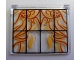 Part No: 60603pb002  Name: Glass for Window 1 x 4 x 3 - Opening with Black Bars and Flaming Skulls Pattern (Sticker) - Set 4195