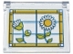 Part No: 60603pb025L Name: Glass for Window 1 x 4 x 3 - Opening with Stained Glass, Bright Light Orange Frame, White Flowers and Lime Leaves Pattern Model Left Side (Sticker) - Set 42671 Part No: 60603pb025L Name: Glass for Window 1 x 4 x 3 - Opening with Stained Glass, Bright Light Orange Frame, White Flowers and Lime Leaves Pattern Model Left Side (Sticker) - Set 42671