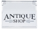 Part No: 60603pb028 Name: Glass for Window 1 x 4 x 3 - Opening with Black 'ANTIQUE SHOP' and Light Bluish Gray Lines on White Background Pattern (Sticker) - Set 910050 Part No: 60603pb028 Name: Glass for Window 1 x 4 x 3 - Opening with Black 'ANTIQUE SHOP' and Light Bluish Gray Lines on White Background Pattern (Sticker) - Set 910050