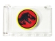 Part No: 64453pb011  Name: Windscreen 1 x 6 x 3 with Black Dinosaur on Red Background (Jurassic Park Logo) Pattern (Sticker) - Set 75932