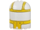 Part No: 67950pb02  Name: Cylinder Half 3 x 6 x 6 Closed on Top with 2 Studs with Yellow SW The Razor Crest Canopy Pattern
