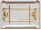 Part No: 7757pb001  Name: Glass for Window 1 x 3 x 2 Flat Front with Gold Lattice, Flowers and Filigree Pattern