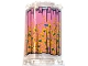 Lot ID: 382959843  Part No: 85941pb033  Name: Cylinder Half 2 x 4 x 5 with 1 x 2 Cutout with Dark Pink Curtain with Bright Light Orange and Dark Turquoise Flowers and Silver Rail Pattern (Sticker) - Set 41427