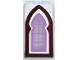 Part No: 87544pb102  Name: Panel 1 x 2 x 3 with Side Supports - Hollow Studs with Reddish Brown Arched Window with Medium Lavender Lattice on White Background Pattern