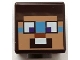 Part No: 19729pb077  Name: Minifigure, Head, Modified Cube with Pixelated Nougat Face, Dark Azure around Dark Purple Eyes, Dark Orange Nose, and Surprised Pattern (Minecraft Steve)