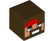 Part No: 19729pb082  Name: Minifigure, Head, Modified Cube with Pixelated Nougat Face, Beard, Red Bandana, Medium Blue Eyes, Mouth with White Teeth Pattern (Minecraft Swashbuckler)