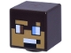 Part No: 19729pb094  Name: Minifigure, Head, Modified Cube with Pixelated Medium Nougat Face, Reddish Brown and Medium Blue Eyes, Black and White Mouth Pattern (Minecraft Safari Ranger)