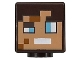 Part No: 19729pb104  Name: Minifigure, Head, Modified Cube with Pixelated Nougat Face, Dark Orange Spots, Medium Azure Eyes, and White Mouth Pattern (Minecraft Dimensional Defender)