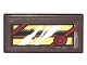 Part No: 3069pb0521  Name: Tile 1 x 2 with Box with Dark Brown Wand on Gold Background with Dark Red Bow and Reflection Pattern (Sticker) - Set 10217