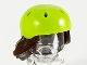 Part No: 54647pb01  Name: Minifigure, Hair Combo, Hair with Hat, Medium Length with Molded Lime Bicycle Helmet Pattern