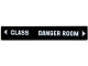 Part No: 6636pb390  Name: Tile 1 x 6 with White 'CLASS', 'DANGER ROOM' and Triangles Pattern (Sticker) - Set 76294