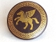 Part No: 75902pb05  Name: Minifigure, Shield Circular Convex Face with Gold Winged Horse Pattern