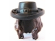 Part No: 95352pb01  Name: Minifigure, Hair Combo, Hair with Hat, Long Wavy with Black Hat with Buckle Pattern