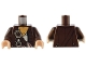 Part No: 973pb0873c01  Name: Torso PotC Jacket over White Open Shirt with Belts and White Sash Pattern / Dark Brown Arms / Light Nougat Hands