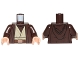 Part No: 973pb1760c01  Name: Torso SW Hooded Coat over Tan Jedi Robe with Undershirt and Belt Pattern (SW Obi-Wan) / Dark Brown Arms / Light Nougat Hands