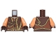 Part No: 973pb1891c01  Name: Torso SW Gungan Vest with Gold Trim Front and Back Pattern / Nougat Arms / Dark Brown Hands