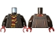 Part No: 973pb5405c01  Name: Torso Jacket with Dark Orange Piping, Dark Red Scarf with Yellow Stripes and Fringe Pattern / Dark Brown Arms / Dark Red Hands