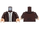 Part No: 973pb6072c01 Name: Torso Jacket Open with Pockets, Lapels and Black Trim, White Shirt with Collar Pattern / Dark Brown Arms / Light Nougat Hands Part No: 973pb6072c01 Name: Torso Jacket Open with Pockets, Lapels and Black Trim, White Shirt with Collar Pattern / Dark Brown Arms / Light Nougat Hands