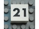 Part No: Mx1022Apb124  Name: Modulex, Tile 2 x 2 (no Internal Supports) with Black Calendar Week Number 21 Pattern