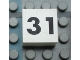 Part No: Mx1022Apb134  Name: Modulex, Tile 2 x 2 (no Internal Supports) with Black Calendar Week Number 31 Pattern