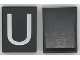 Part No: Mx1043pb19  Name: Modulex, Tile 3 x 4 (no Internal Supports) with White Capital Letter U Pattern