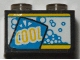 Part No: 3065pb21  Name: Brick 1 x 2 without Bottom Tube with Dark Azure Bubbles and Yellow 'COOL' Pattern (Sticker) - Set 70422