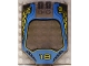 Lot ID: 370616635  Part No: x224px1  Name: Windscreen 8 x 6 x 2 Curved with '18' and Blue / Yellow Racing Pattern