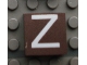 Part No: Mx1022Apb026  Name: Modulex, Tile 2 x 2 (no Internal Supports) with White Capital Letter Z Pattern
