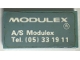 Part No: Mx1042pb53  Name: Modulex, Tile 2 x 4 with 'MODULEX A/S Modulex Tel. (05) 33 19 11' Pattern (Sticker)