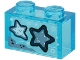 Part No: 3065pb10  Name: Brick 1 x 2 without Bottom Tube with 2 Blue Starfish on Transparent Background Pattern (Sticker) - Set 60266