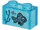 Part No: 3065pb12  Name: Brick 1 x 2 without Bottom Tube with 2 Sand Blue Fish and Dark Blue Seagrass on Transparent Background Pattern (Sticker) - Set 60266