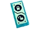 Part No: 3069pb1260  Name: Tile 1 x 2 with Locked and Unlocked Padlocks, Dark Blue Circles and Rivets on Light Aqua Background Pattern (Sticker) - 76122