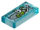 Lego part: Tile 1 x 2 with Light Bluish Gray Rock, Lime Grass, White Windmill, Skull and Waterfall Pattern