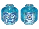Part No: 3626pb3345  Name: Minifigure, Head Alien Robot with Medium Azure Eyes and Mouth, Dark Blue Panels with Silver Circuitry and Circles Pattern