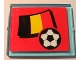 Part No: 3855pb023  Name: Glass for Window 1 x 4 x 3 with Flag of Belgium and Soccer Ball on Red Background Pattern (Sticker) - Set 3407