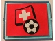 Part No: 3855pb024  Name: Glass for Window 1 x 4 x 3 with Flag of Switzerland and Soccer Ball on Red Background Pattern (Sticker) - Set 3407