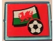 Part No: 3855pb025  Name: Glass for Window 1 x 4 x 3 with Flag of Wales and Soccer Ball on Red Background Pattern (Sticker) - Set 3407