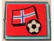 Part No: 3855pb026  Name: Glass for Window 1 x 4 x 3 with Flag of Norway and Soccer Ball on Red Background Pattern (Sticker) - Set 3407