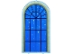 Part No: 65066pb15  Name: Glass for Door Frame 1 x 6 x 7 Arched with Notches and Rounded Pillars with Window Gold Frame, Black Lattice, Blue Sky and White Sparkles Pattern (Sticker) - Set 43263