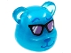 Part No: 77188pb01  Name: Minifigure, Head, Modified Bear with Molded Dark Azure Core and Printed Blue Eyebrows, Nose and Mouth, Black Sunglasses with Medium Lavender Lenses Pattern