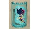 Part No: 85941pb014  Name: Cylinder Half 2 x 4 x 5 with 1 x 2 Cutout with Girl Silhouette and Bubbles on Medium Azure Background Pattern (Sticker) - Set 41145