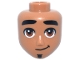 Part No: 110399  Name: Mini Doll, Head Friends Male Large with Black Thick Eyebrows and Soul Patch, Reddish Brown Eyes, Lopsided Grin Pattern