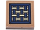 Part No: 11203pb129  Name: Tile, Modified 2 x 2 Inverted with Woven Seat Cushion with Dark Blue Square, Tan Ractangles Pattern (Sticker) - Set 76784