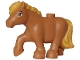 Part No: 112160pb01  Name: Horse, Friends Style, Pony with Molded Ochre Yellow Mane and Tail and Printed Black Eyebrow and Eyelash, White Eye Pattern (Cinnamon)