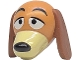 Part No: 115497pb01  Name: Dog Head Dachshund with Molded Reddish Brown Flexible Rubber Ears and Printed Eyes, Tan Muzzle, Black Nose and Eyebrows Pattern